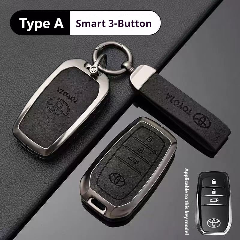 Load image into Gallery viewer, Toyota Zinc Alloy + PU Leather Car Key Fob Case Cover For Camry, RAV4, Highlander, Prado, Crown
