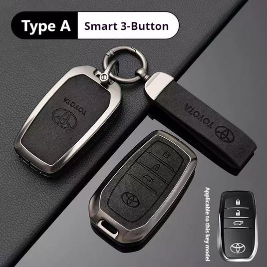 Toyota Zinc Alloy + PU Leather Car Key Fob Case Cover For Camry, RAV4, Highlander, Prado, Crown