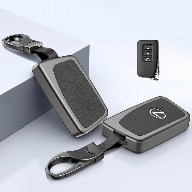 Load image into Gallery viewer, Lexus Aluminum Alloy Leather Car Key Fob Case Cover For ES200, ES300,  RX300, 350h, NX200, LX570
