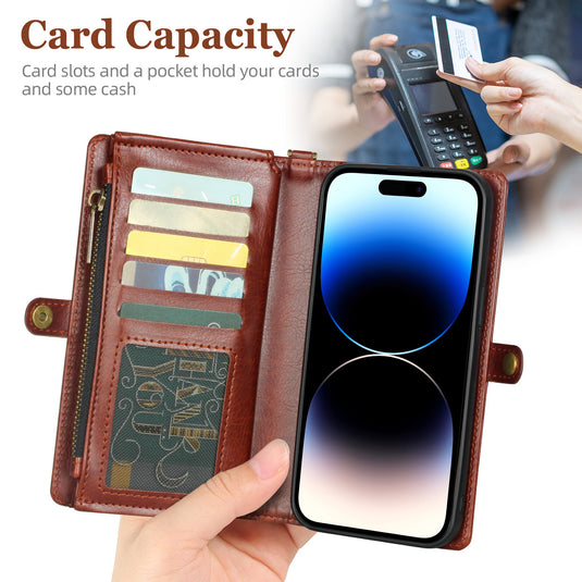 [2 in 1 Magnetic Detachable][With Card Slot] Apple iPhone 7 & 8 Plus - Multi Functional Flip Leather Wallet Series Case