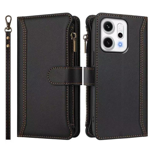 [With Card Slot] OPPO Reno14 & Pro - Multifunctional Flip Phone Case With Magnetic Closure & Wrist Strap