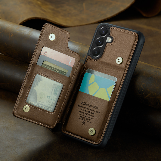 [With Card Slot] Samsung Galaxy A57 (SM-A576) - RFID Flip Premium Leather Wallet Series Case
