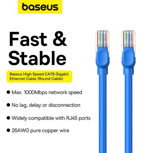Baseus High Speed CAT6 Gigabit Ethernet Cable 5M - Galaxy Blue - i-Station Mobile Phone & Electronic Device Repair and Accessories