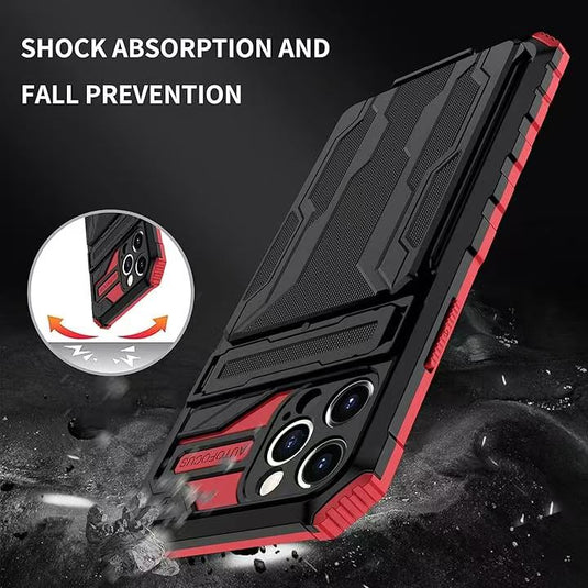 [Built-in Bracket][With Card Slot] Apple iPhone 12/Pro/Pro Max Multi-function Shockproof Heavy Duty Series Case