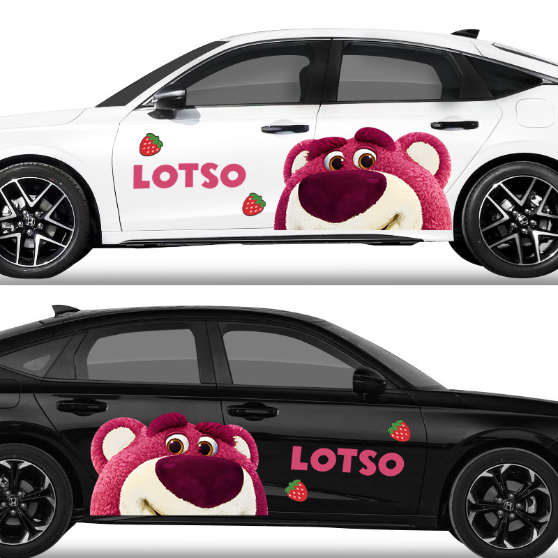 Load image into Gallery viewer, Cute Strawberry Bear Car Body Sticker – Self-Adhesive Kawaii Lotso PVC Soft Film For Car Decoration - i-Station Mobile Phone &amp; Electronic Device Repair and Accessories
