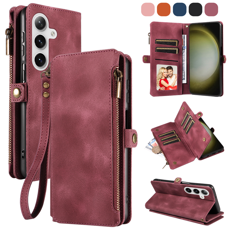 Load image into Gallery viewer, [Built-in Card Slot][With Strap] Samsung Galaxy S25/Plus/Ultra/FE Premium Genuine Leather Wallet Protective Case - i-Station Mobile Phone &amp; Electronic Device Repair and Accessories
