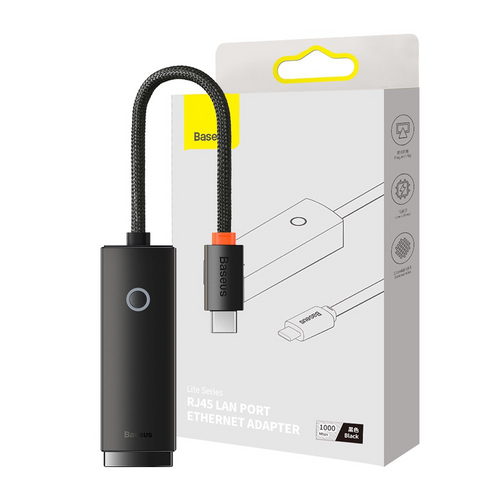 Baseus Lite Series Ethernet Adapter Type-C to RJ45 LAN Port 1000Mbps - Black - i-Station Mobile Phone & Electronic Device Repair and Accessories
