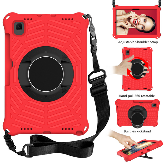 Samsung Galaxy Tab S6 2019 10.5" (SM-T860) - Heavy Duty 360 Degree Rotate Stand Hand Strap Case With Shoulder Strap