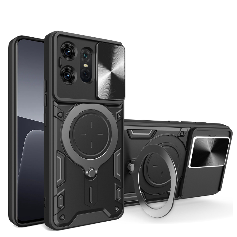 Load image into Gallery viewer, [Built-in Ring Bracket][With Slide Lens Cover] Motorola Moto G35 Minimalist Ultra-thin Shockproof Phone Stand Series Case - i-Station Mobile Phone &amp; Electronic Device Repair and Accessories
