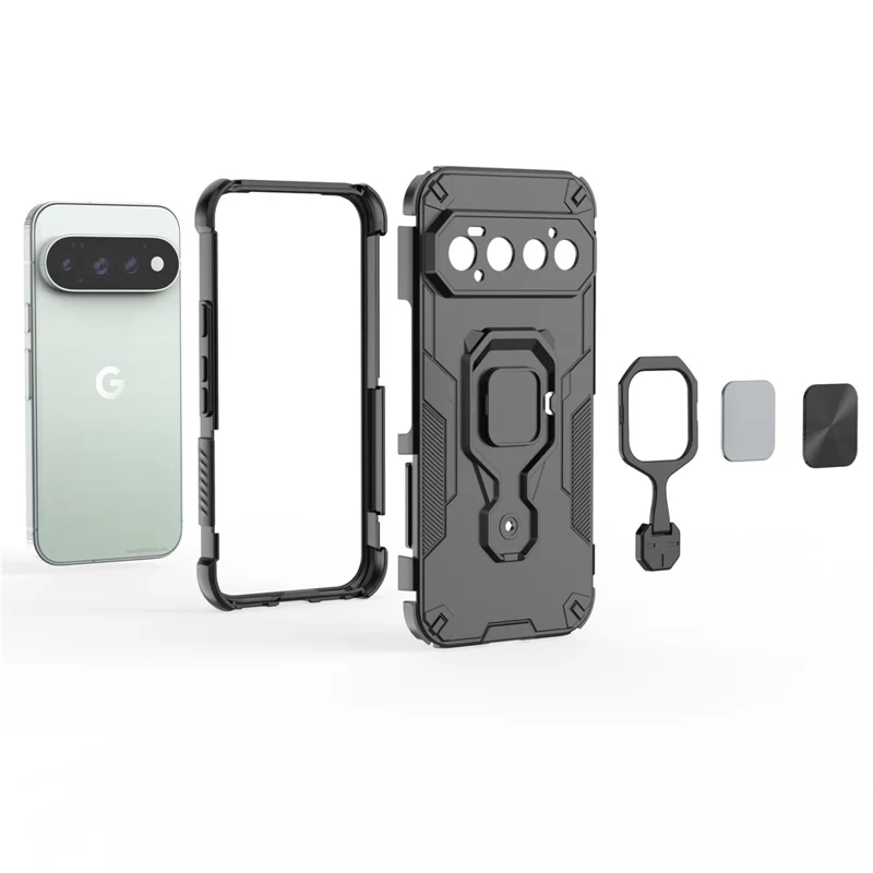 Load image into Gallery viewer, [Built-in Ring Bracket] Google Pixel 11/Pro Mecha-style Anti-slip Protective Hard Heavy Duty Series Case

