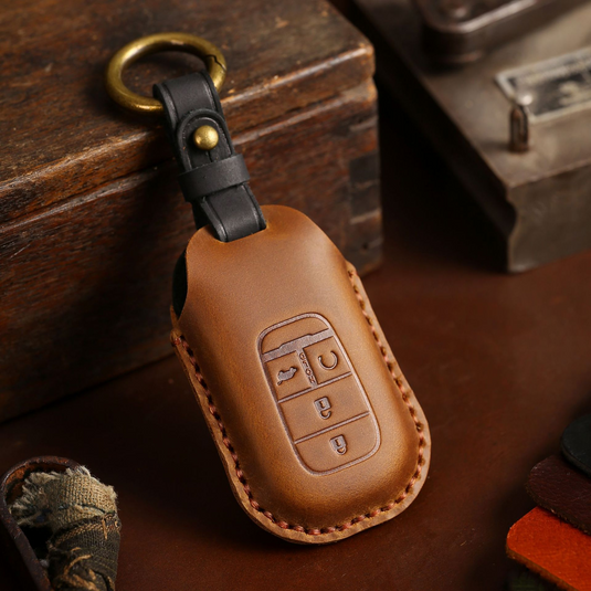 Honda Handcrafted Genuine Leather Car Key Fob Case Cover For CR-V, Accord, Civic, HR-V, Pilot