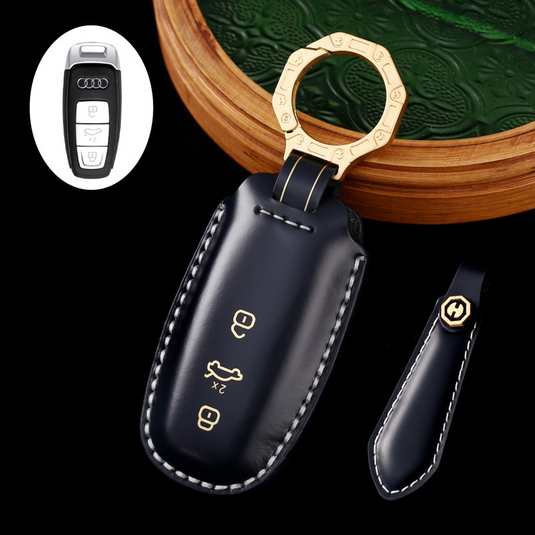 Audi Genuine Leather Protection Car Key Fob Case Cover For A3, A6, A7, A8, Q7, Q8, E-Tron, S3, S6, S7, SQ7, SQ8, RS6, RS7, A6L