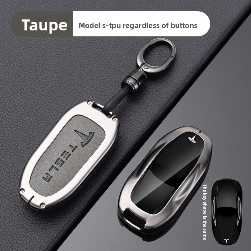 Load image into Gallery viewer, Tesla Full Aluminum Alloy + TPU Film &amp; PU Leather Cover Car Key Fob Case for Model S, Model X - i-Station Mobile Phone &amp; Electronic Device Repair and Accessories
