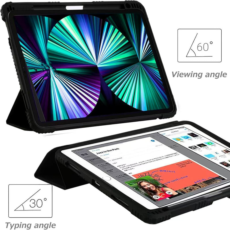 Load image into Gallery viewer, Apple iPad 7 10.2&#39;&#39; 7th Gen (2019) Transparent Back Panel Shockproof Flip Leather Case
