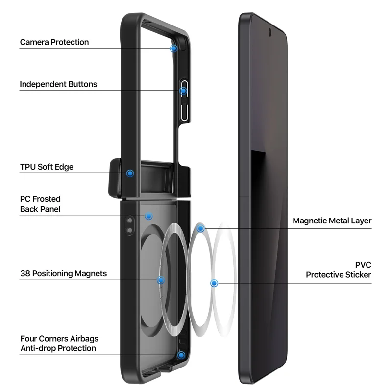 Load image into Gallery viewer, Samsung Galaxy Z Flip8 (SM-F776) Magnetic Foldable Matte Shockproof Phone Case with Hinge Protection
