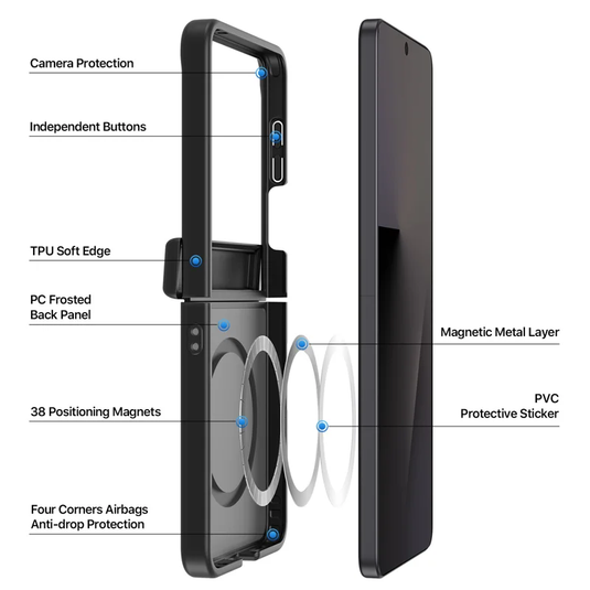 Samsung Galaxy Z Flip8 (SM-F776) Magnetic Foldable Matte Shockproof Phone Case with Hinge Protection