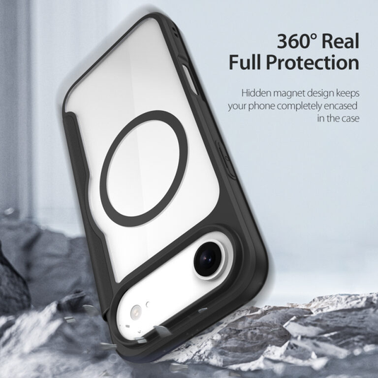 [With Card Slot][Magsafe Compatible] Apple iPhone Air - Magnetic Catch Transparent Flip PU Leather Wallet Series Case