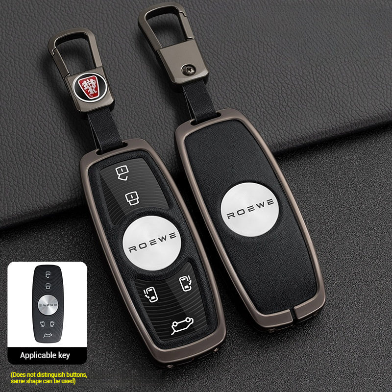 Load image into Gallery viewer, Roewe Zinc Alloy + Leather Car Key Fob Case Cover For Ei5, ERX5, eRX5, MARVEL X, i6, iMAX8
