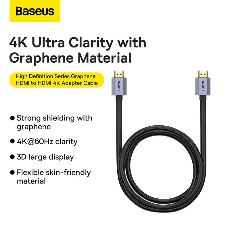 Load image into Gallery viewer, Baseus High Definition Series Graphene HDMI to HDMI 4K Adapter Cable 1.5M - Black
