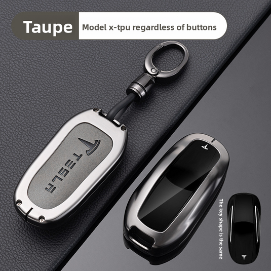 Tesla Full Aluminum Alloy + TPU Film & PU Leather Cover Car Key Fob Case for Model S, Model X - i-Station Mobile Phone & Electronic Device Repair and Accessories
