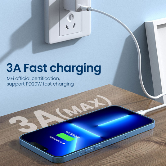 MOVE SPEED 3A USB-A to Lightning Charging Cable 1.2m (YSUCM02-AL12) - White