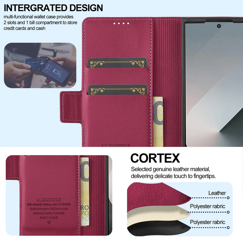 Load image into Gallery viewer, [Built-in Pen Slot][With Card Slot] Samsung Galaxy Z Fold7 Business Leather Fold Wallet Shockproof Case
