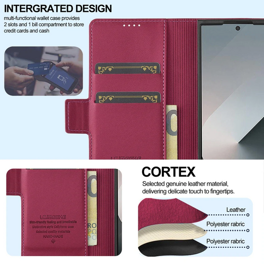 [Built-in Pen Slot][With Card Slot] Samsung Galaxy Z Fold7 Business Leather Fold Wallet Shockproof Case