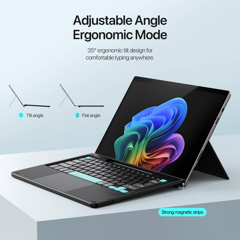 Load image into Gallery viewer, [With RGB Backlit] Microsoft Surface Pro 11/10/9/8/X Compatible Wireless Bluetooth Magnetic Touchpad Keyboard
