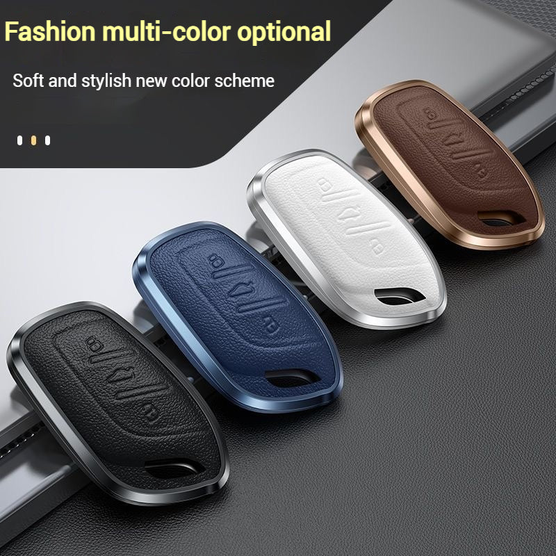 Load image into Gallery viewer, Roewe Aluminum Alloy Leather  Car Key Case For RX3, RX8, ERX5, RX5, i6, i5
