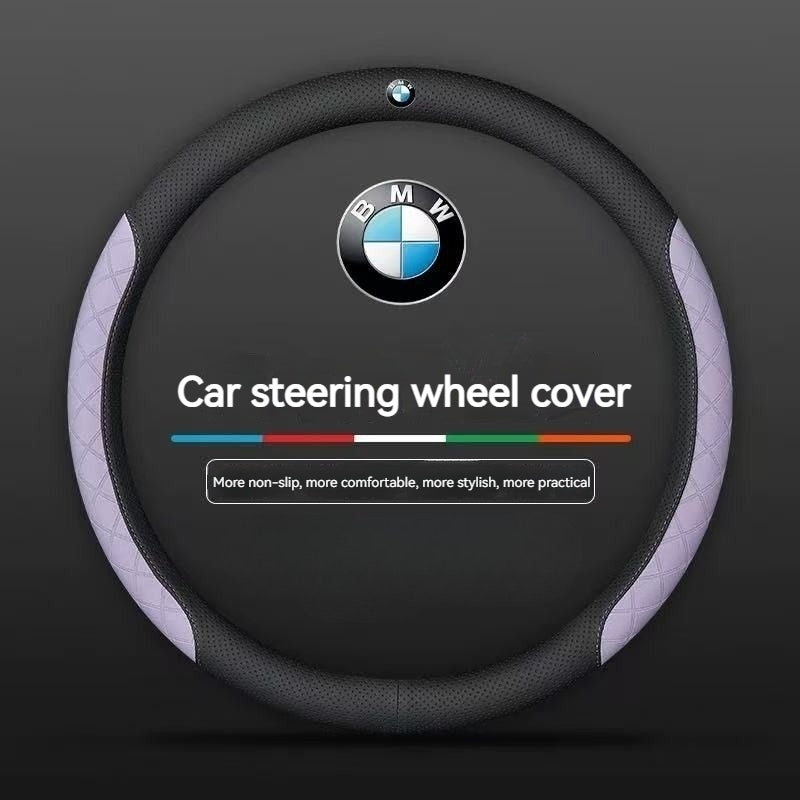 Load image into Gallery viewer, BMW PU Leather Steering Wheel Cover with Heat-Pressed Embossed Texture For 5 Series (530), 3 Series, 7 Series, 1 Series, X1, X2, X3, X4, X5, i3, iX3
