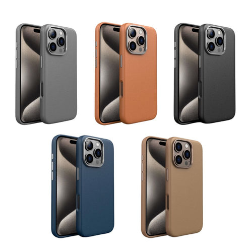 [Magsafe Compatible][Big Camera Hole] Apple iPhone 15/Pro/Max - Soft Full Wrap and Anti Fall Genuine Leather Series Case