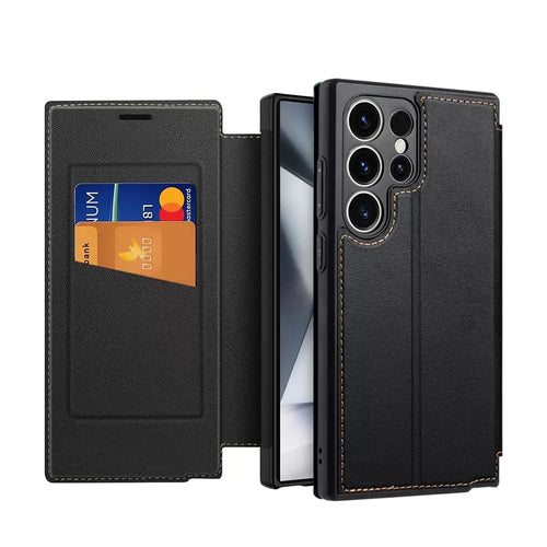 [With Card Slot] Samsung Galaxy S24/Plus/Ultra - Magnetic Leather Flip Cover Wallet Series Case