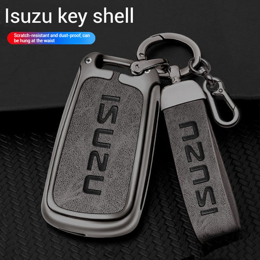 Isuzu Alloy + PU Leather Protection Car Key Fob Case Cover For D-MAX, MU-X, MUX