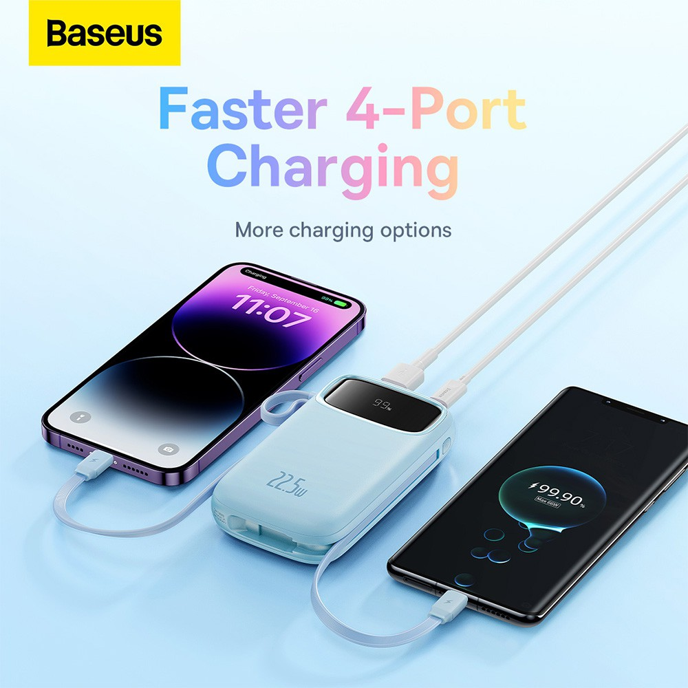 Baseus Qpow2 Dual-Cable Digital Display Fast Charge Power Bank 10000mAh 22.5W - i-Station Mobile Phone & Electronic Device Repair and Accessories