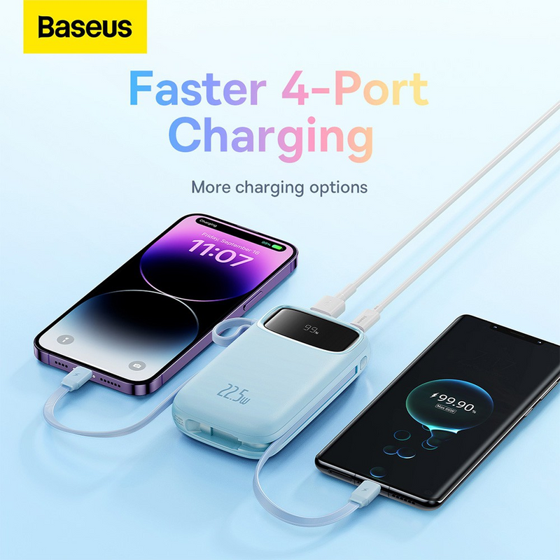 Load image into Gallery viewer, Baseus Qpow2 Dual-Cable Digital Display Fast Charge Power Bank 10000mAh 22.5W
