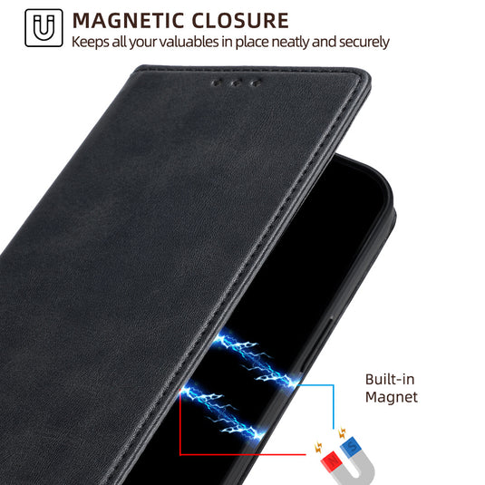 [Built-in Card Slot] Motorola Moto G15 Leather Flip Shockproof Essentials Series Case