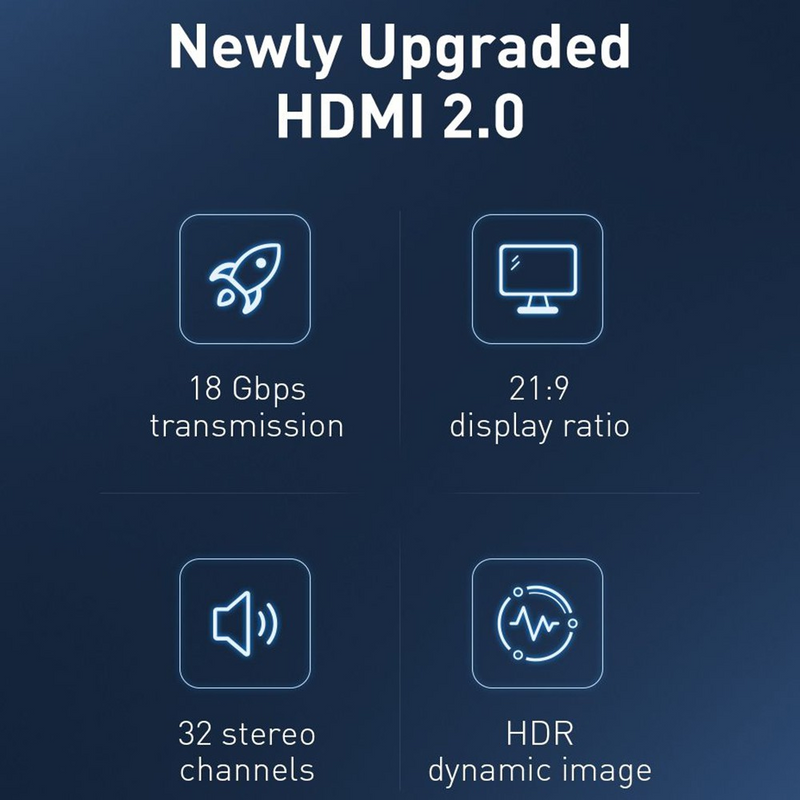 Load image into Gallery viewer, Baseus HDMI 2.0 cable 4K 60 Hz 3D HDR 18 Gbps CAKGQ-A01 5M - Black
