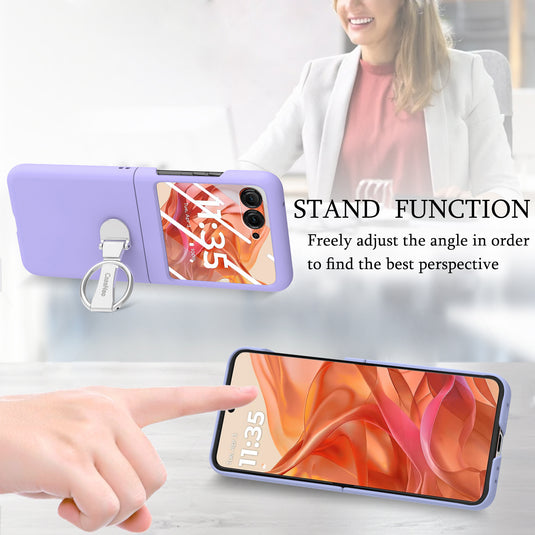 [Built-in Ring Bracket] Motorola Moto Razr 60 Minimalist Solid Color Case with Built-in Screen Protection