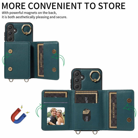 [With Ring Bracket][With Card Holder] Samsung S25/Plus/Ultra - Two-tone PU Leather Wallet Series Case
