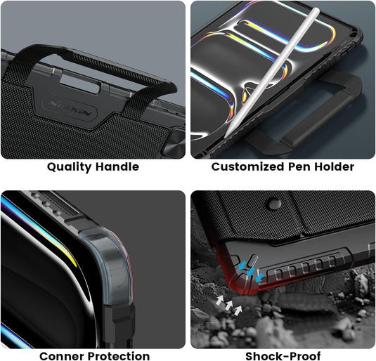 [Detachable][Built-in Slide Lens Cover] Apple iPad Pro 12.9-inch 3rd/4/5/6th Gen (2018/2020/2021/2022) Nillkin Magnetic Rugged Stand Keyboard Case With Backlit