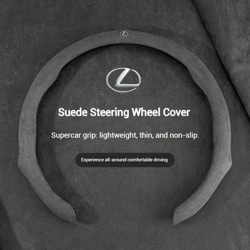 Load image into Gallery viewer, [38 CM] Lexus Suede Car Steering Wheel Covers With Logo For ES200, ES300h, RX300, NX200, CT200 - i-Station Mobile Phone &amp; Electronic Device Repair and Accessories
