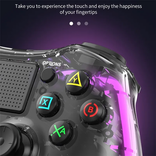 Nintendo Switch PS4 Game Consoles P05 Transparent Wireless Controller Bluetooth Handle Portable Gamepad with RGB Lights - Polar Tech Australia