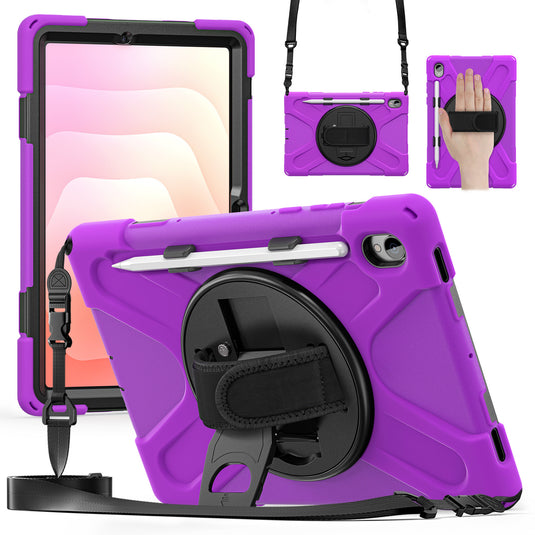 Samsung Galaxy Tab S11 (2025) 11" - Heavy Duty 360 Degree Rotate Stand Hand Strap Case With Shoulder Strap