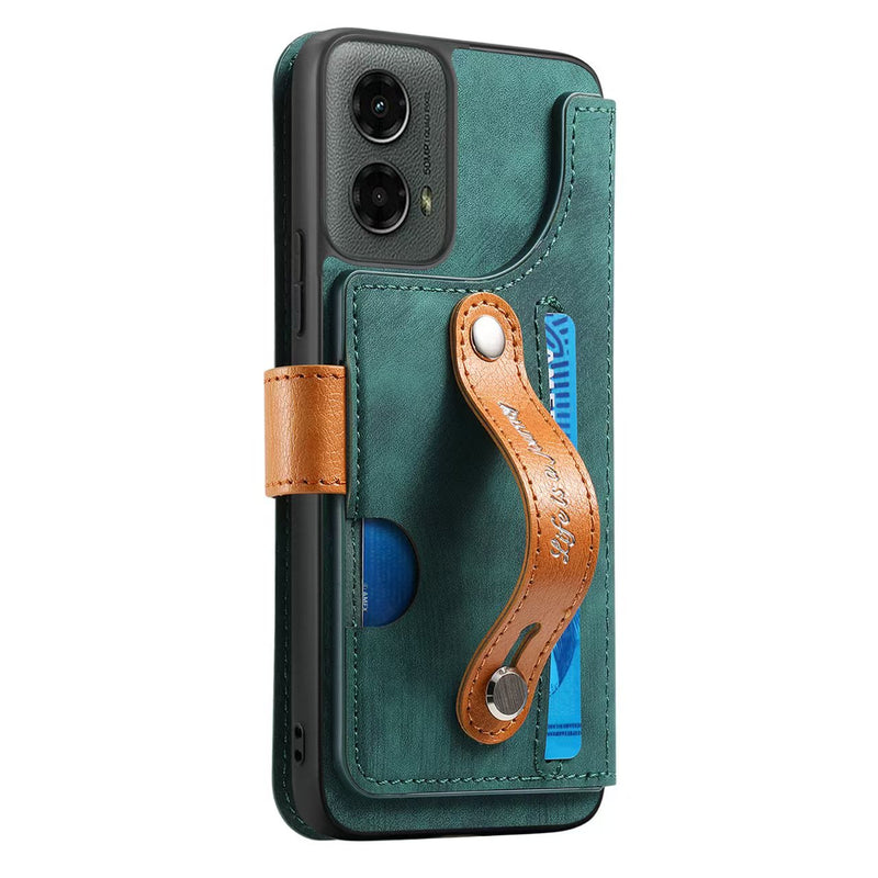 Load image into Gallery viewer, [With Card Slot][With Wrist Wrap] Motorola Moto G Play 4G/5G (2024) Leather Shockproof Wallet Series Case
