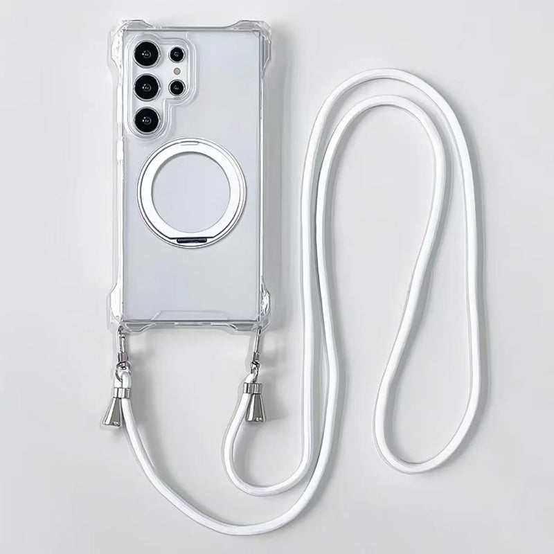 Load image into Gallery viewer, [Four-corner Cutouts] Samsung Galaxy A56 - 360° Rotatable Stand TPU Phone Case With Lanyard
