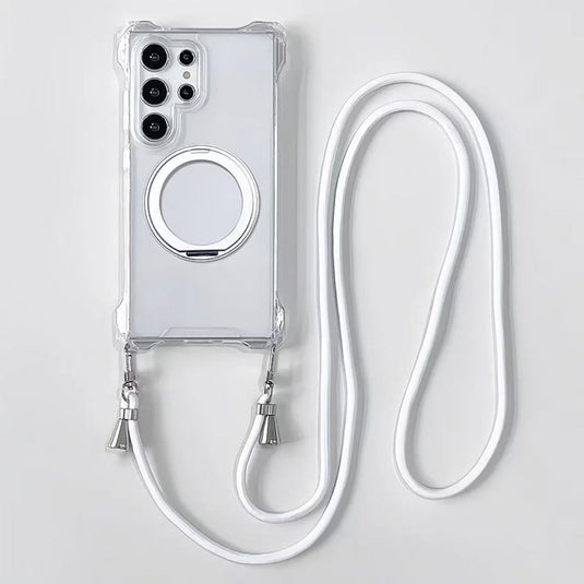 [Four-corner Cutouts] Samsung Galaxy A56 - 360° Rotatable Stand TPU Phone Case With Lanyard