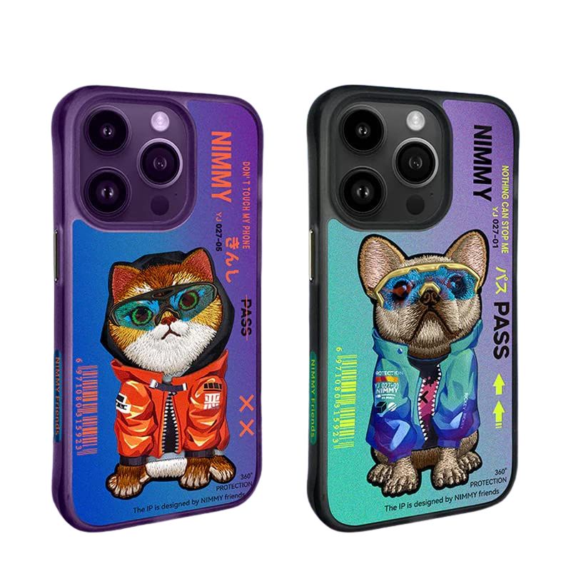 Load image into Gallery viewer, Nimmy Pet Animal Series iPhone 13/14/15/Pro/Max Embroidery 3D Cute Cool Case
