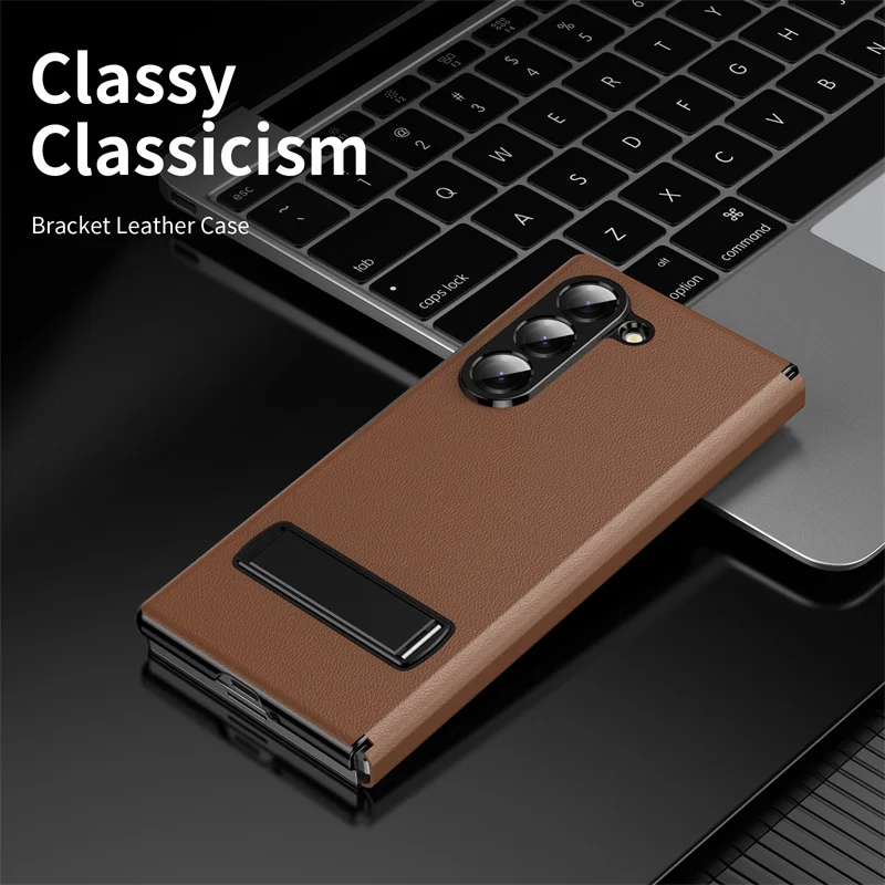 Load image into Gallery viewer, [Built-in Kickstand] Samsung Galaxy Z Fold7 (SM-F966) - Premium Leather Shockproof Case
