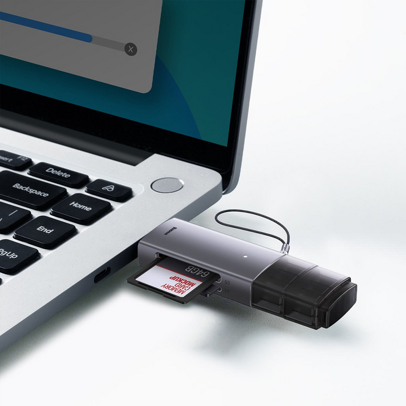 Load image into Gallery viewer, Baseus Lite Series USB-A &amp; Type-C to SD/TF Card Reader (WKQX060113) - Dark Gray - i-Station Mobile Phone &amp; Electronic Device Repair and Accessories
