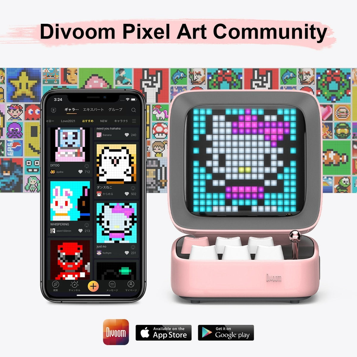 Divoom Ditoo Retro Pixel Art Game Bluetooth Speaker With 16X16 LED App Controlled Front Screen - i-Station Mobile Phone & Electronic Device Repair and Accessories